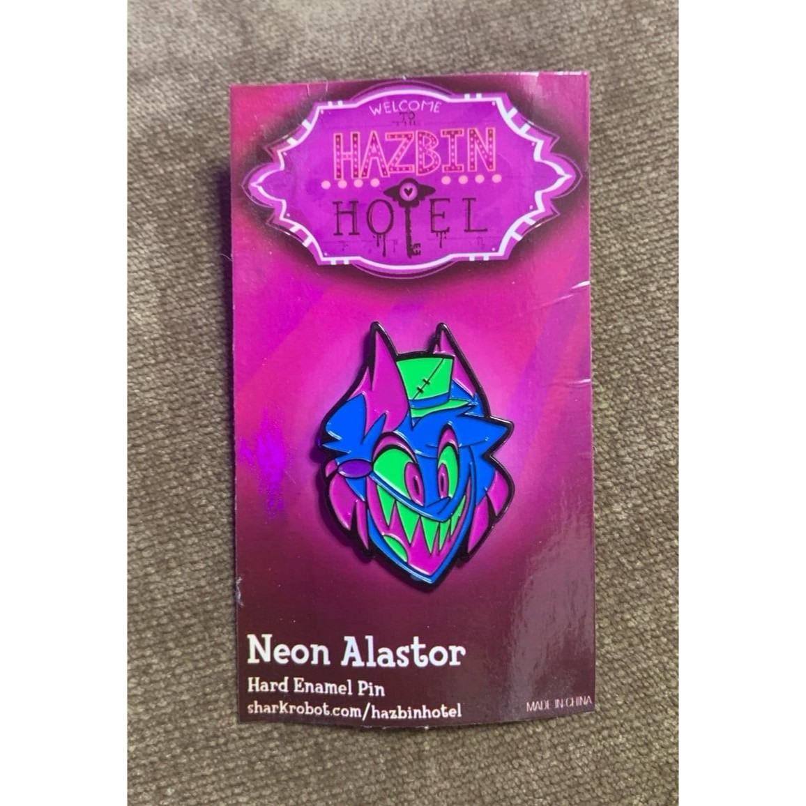 Neon Alastor Blacklight Hard Enamel Pin Hazbin Hotel